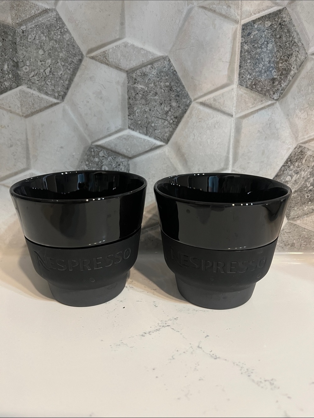 Nespresso Touch Espresso 80ml Black Gloss Espresso Cup Pair